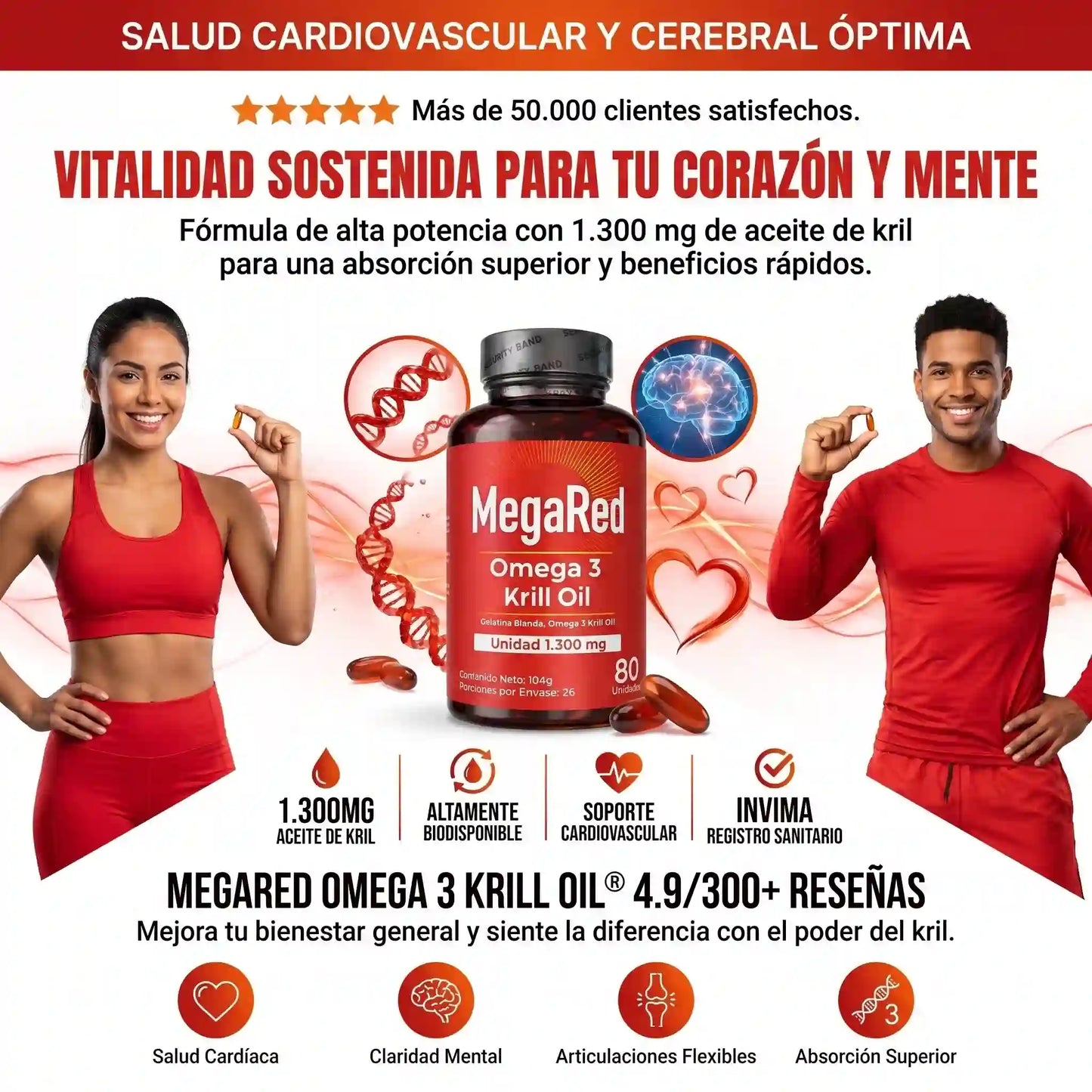 Omega 3 Megared - 80 capsulas