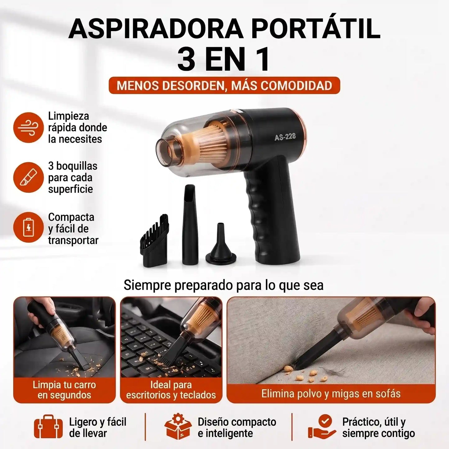 Bolsa plegable Siempre Lista + Aspiradora 3 en 1